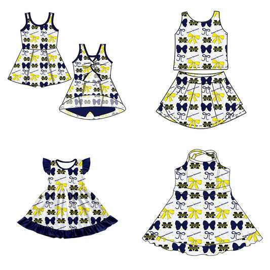 ( Moq 5 each style ) Baby Girl Toddler M Team Bows Sibling Dress Set 6.26