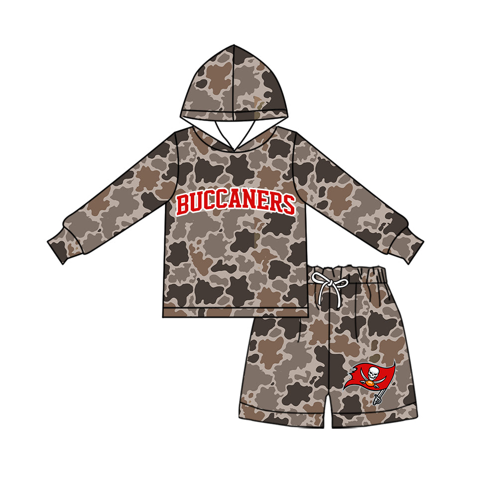 ( Moq 5 ) Baby Girls Kids Long Sleeves Hoodie Shirt Camo Shorts Team Set Clothes