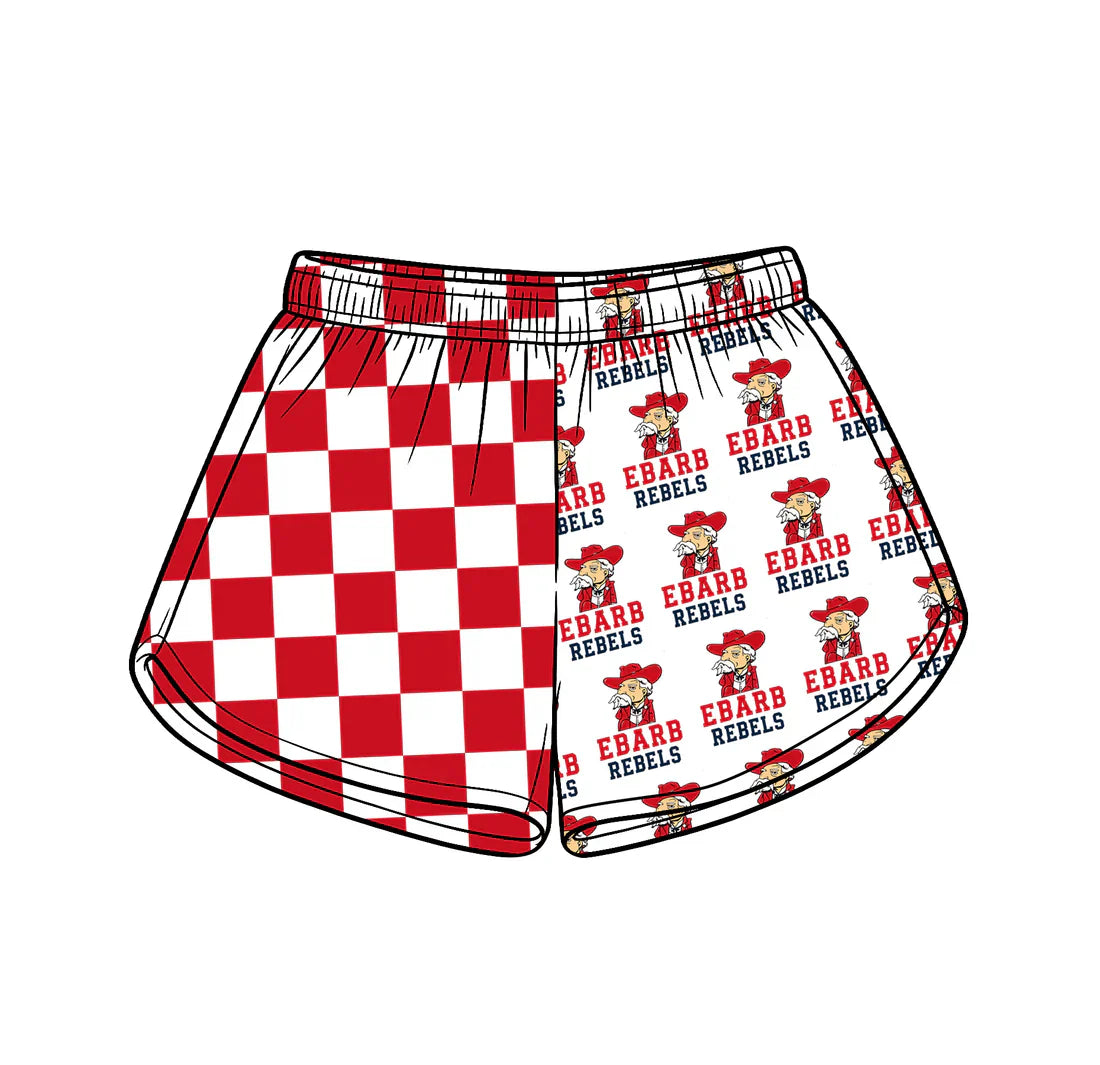 ( Moq 5 ) Baby Girls Kids Red Checked Team Shorts Summer Clothes