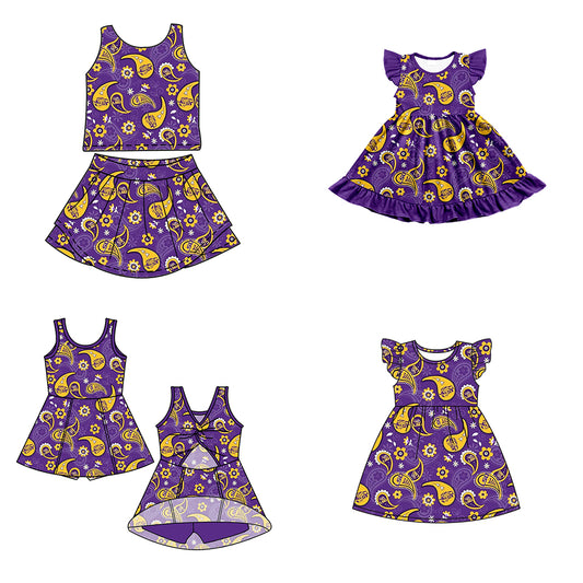 ( Moq 5 each style ) Baby Girl Toddler Purple Team Sibling Dress Set