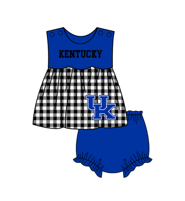 ( Moq 5 Each Style ) Baby Boys Girls Kids Plaid Team Sibling Blue Rompers Dress Sets