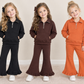Sibling Baby Girls Kids Long Sleeves Zipper Shirts Pockets Pants Sets Sweatsuit‌ Cotton Clothes RTS