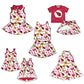 ( Moq 5 each style ) Baby Girl Toddler Team Bows Bird Red Sibling Skort Dress Set 6.9