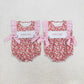Sibling Baby Girls Infant Embroidery Mama's Daddy's Floral Pink Bows Bubble Rompers RTS