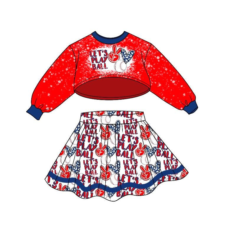 Baby Girl Long Sleeves Tops Baseball Skirt Outfit Moq 5