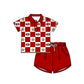 ( Moq 5 Each Style ) Baby Boys Girls Toddler Bows Team Sibling Red Shorts Dress Shirt Set Clothes
