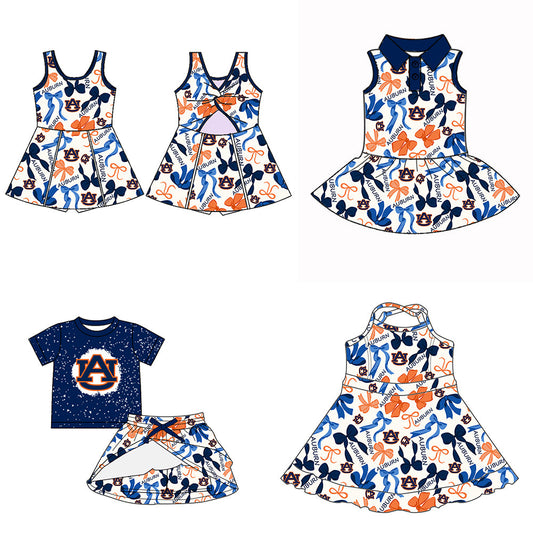 ( Moq 5 each style ) Baby Girl Basketball AU Sibling Bows Dress Set 5.13