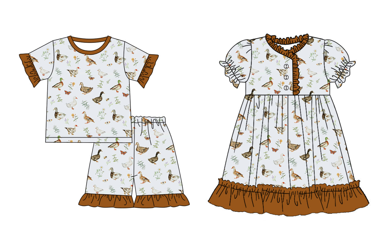 Baby Girl Short Sleeves Ducks Sibling Dress Set ( Moq 5 Each Style ) 1.18