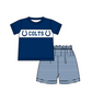 ( Moq 5 ) Baby Boys Toddler Short Sleeves Navy Shirt Stripes Shorts Team Summer Set