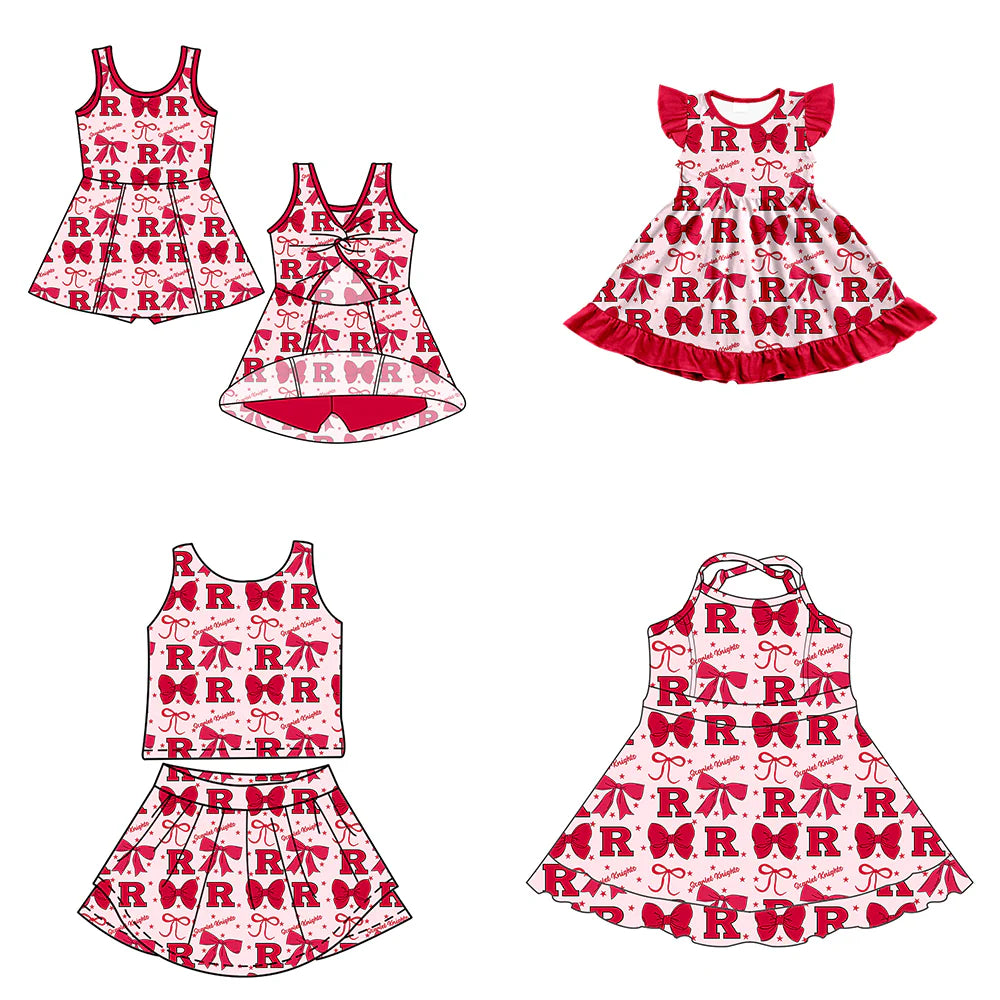 ( Moq 5 each style ) Baby Girl Toddler R Team Bows Sibling Dress Set 6.27