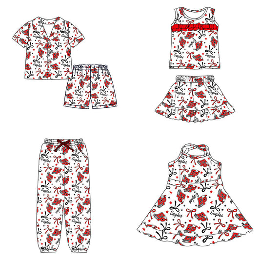 ( Moq 5 each style ) Baby Girl Toddler Team EP Bows Sibling Dress Set 5.12
