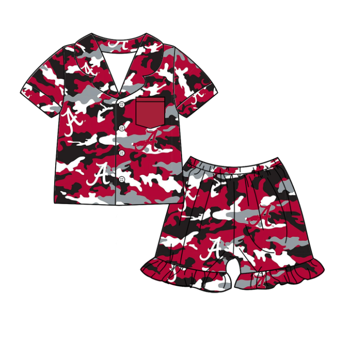 ( Moq 5 each style ) Baby Boy Girl Team A Camo Sibling Dress Romper Set 5.6