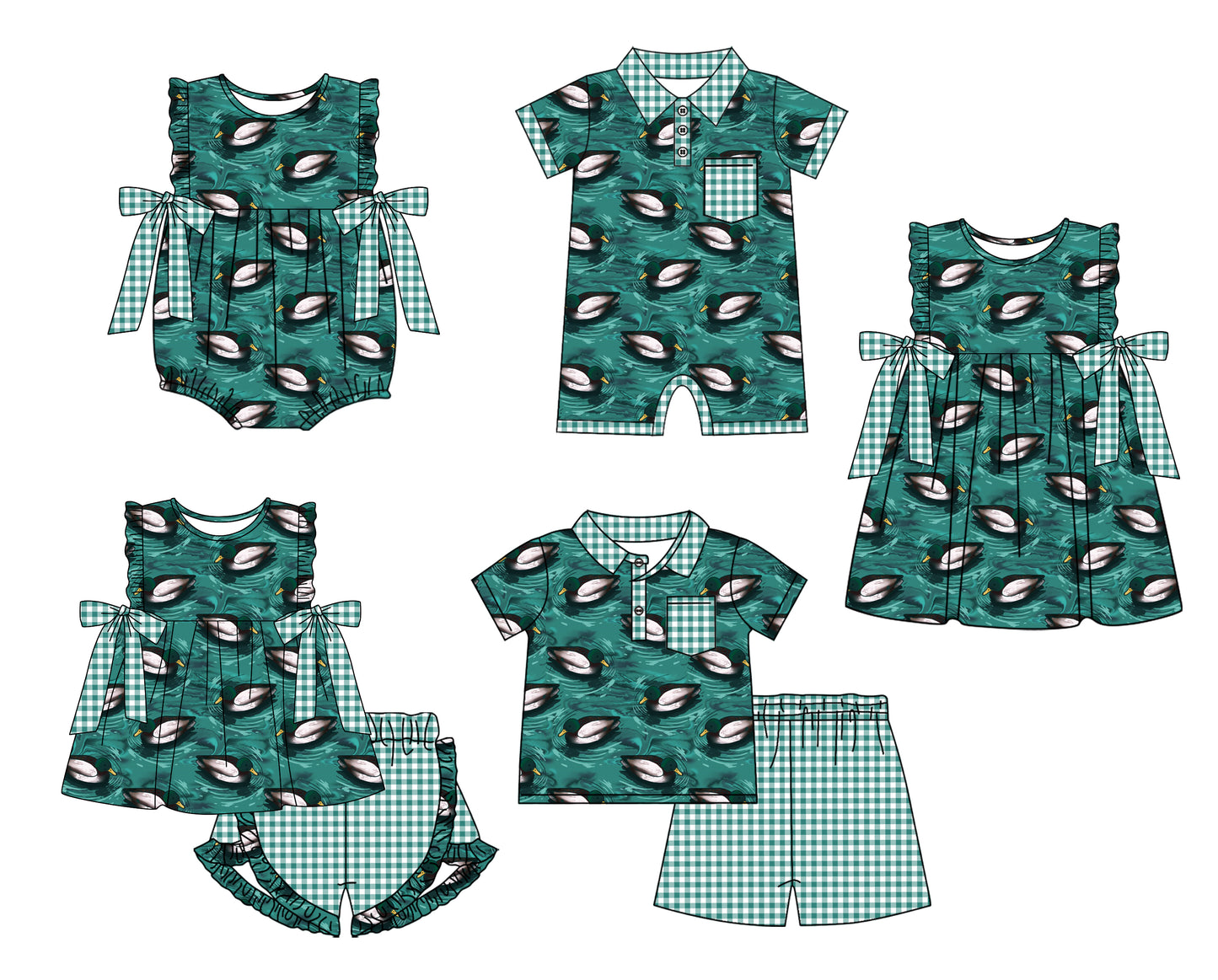 Baby Boy Girl Duck Sibling Matching Dress Romper Clothes Set ( Moq 5 Each style )