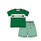 ( Moq 5 ) Baby Boys Toddler Short Sleeves Green Shirt Stripes Shorts Team Summer Set