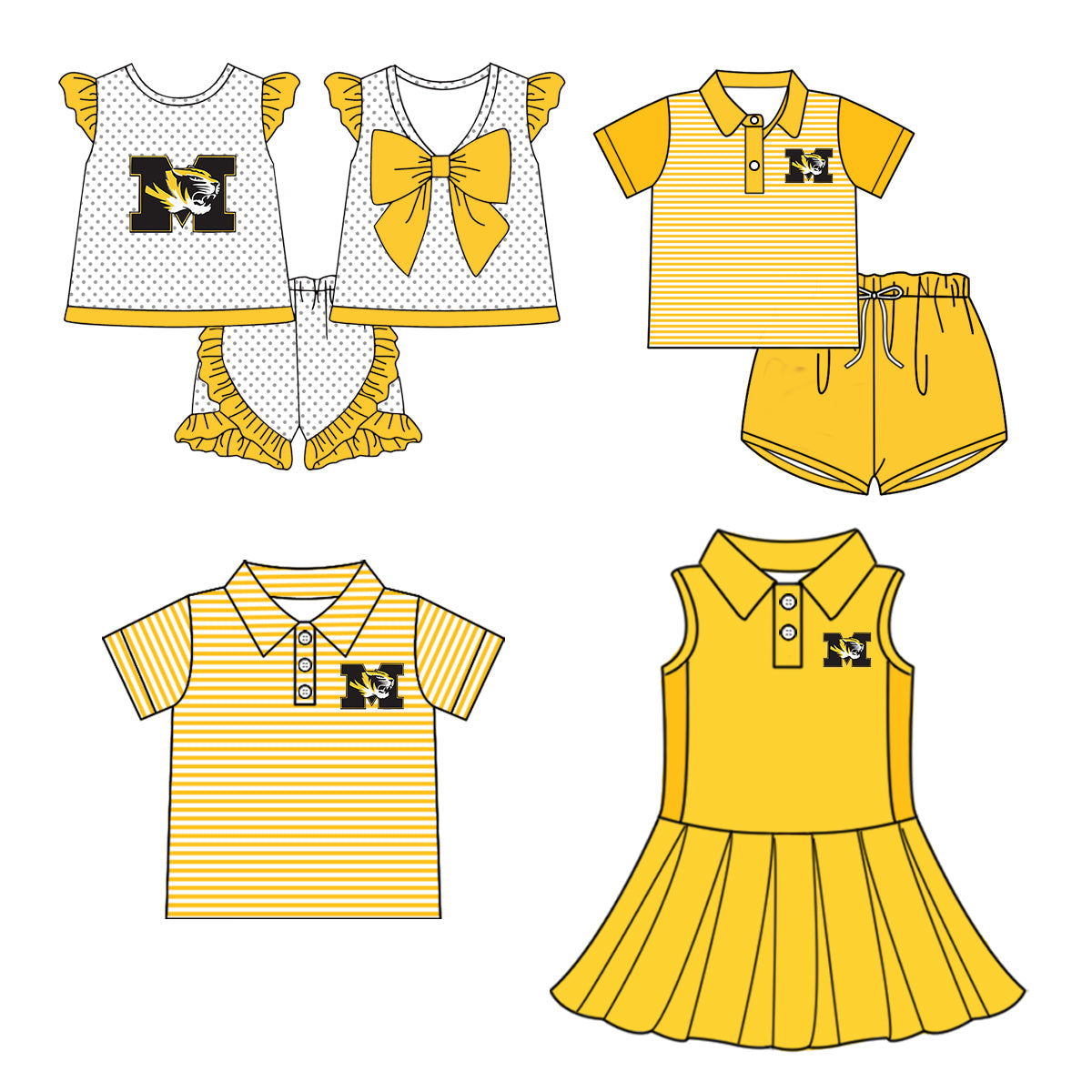 ( Moq 5 each style ) Baby Boy Girl Short Sleeves Team Tiger Sibling Dress Shirt Set 5.5