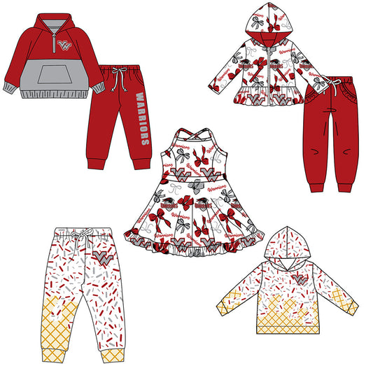 ( Moq 5 each style ) Baby Boy Girl Team Sibling Shirt Bows Cheer Dress Set 8.18
