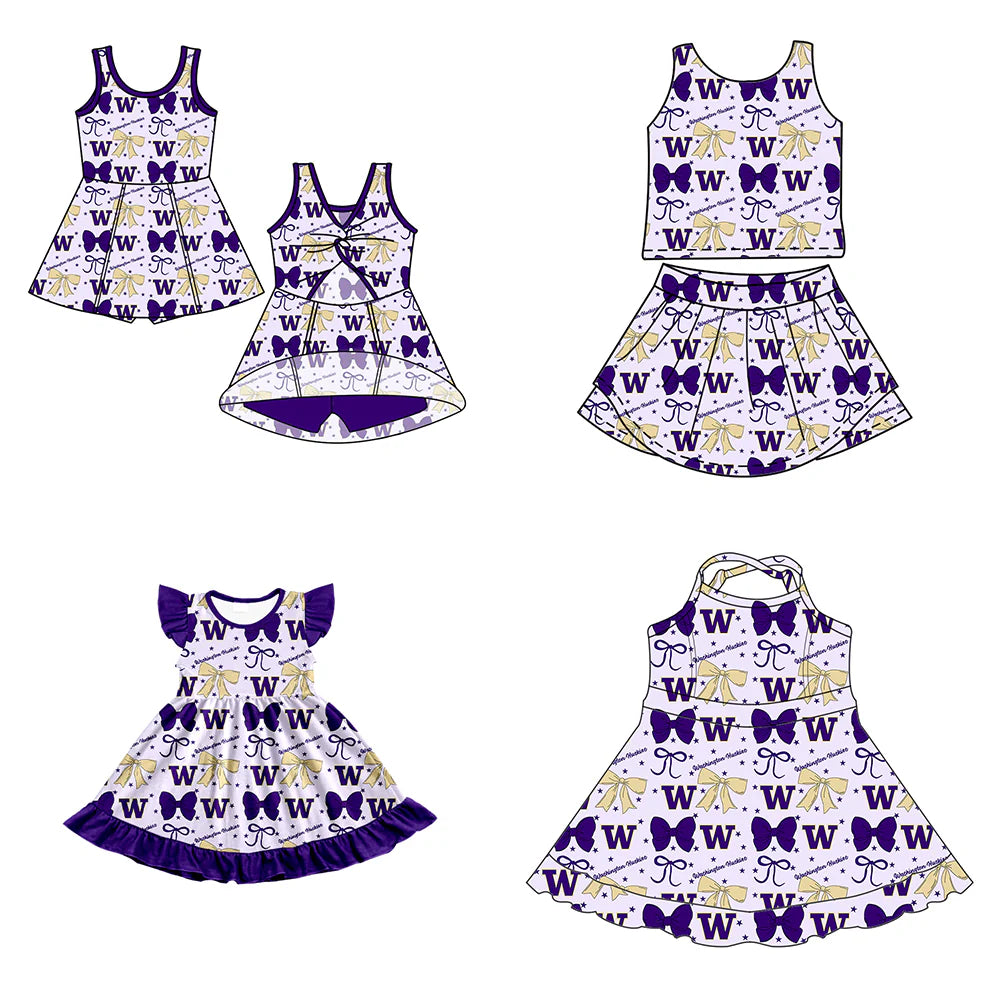 ( Moq 5 each style ) Baby Girl Toddler W Team Bows Sibling Dress Set 6.25