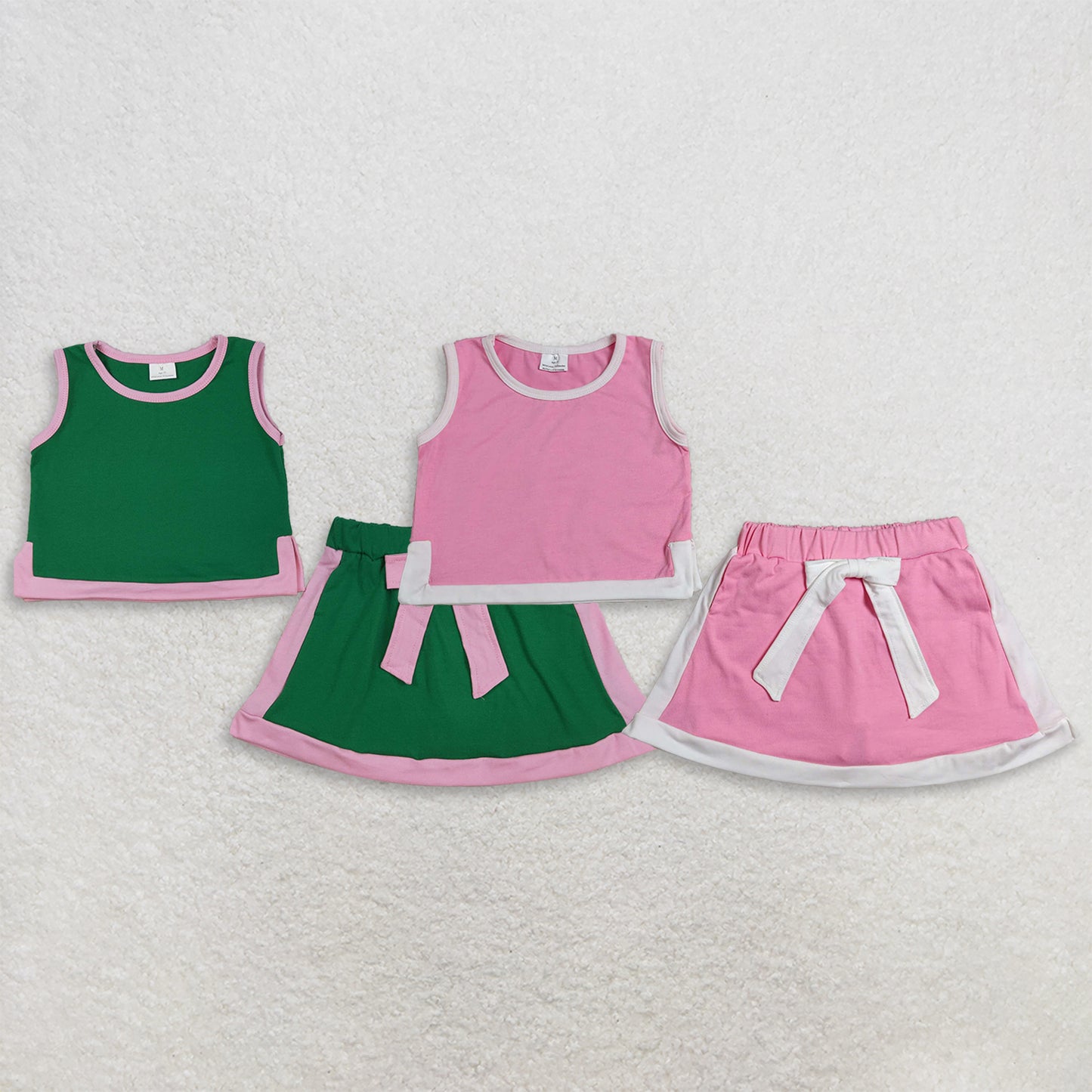 Sibling Baby Girls Kids Sleeveless Cotton Tops Pockets Skirts Shorts Sets Summer Clothes RTS
