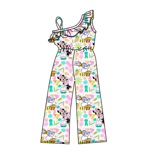 Baby Girl Toddler Egg Rabbit Flower Bow Cartoon Easter Jumpsuit Clothes