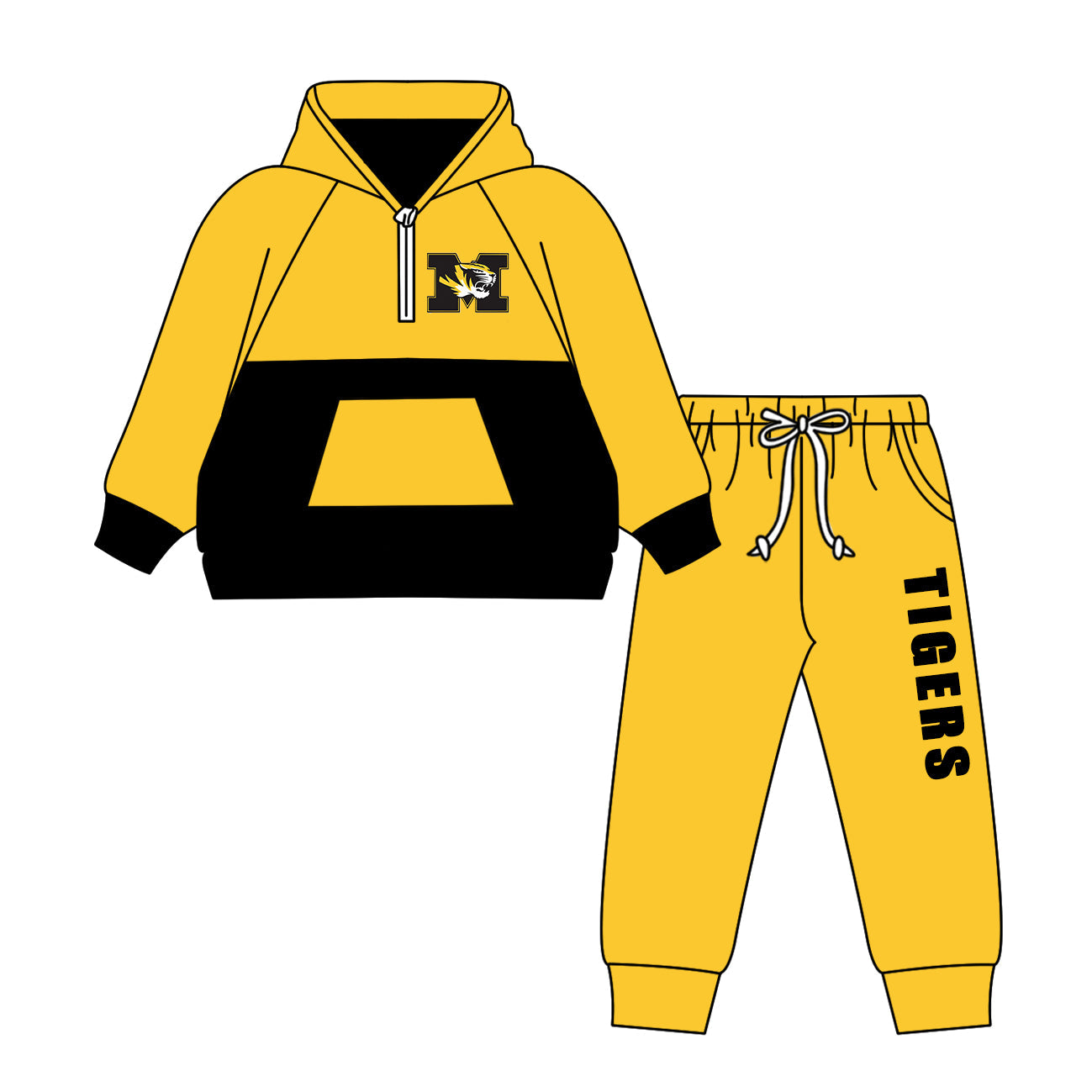 ( Moq 5 each style ) Baby Boy Girl Team Tiger Sibling Yellow Shirt Dress Set 8.21