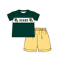 ( Moq 5 Each Style ) Baby Boys Girls Short Sleeves Team Sibling Green Romper Dress Set