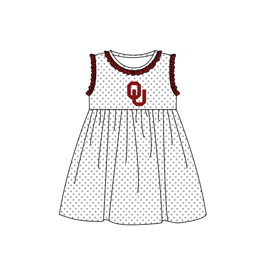 ( Moq 5 ) Baby Girls Toddler Sleeveless Dots Team Red Ruffle Knee Length Dress