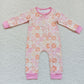 LR0312 Baby Girl Long Sleeves Zipper Donuts One Piece Romper