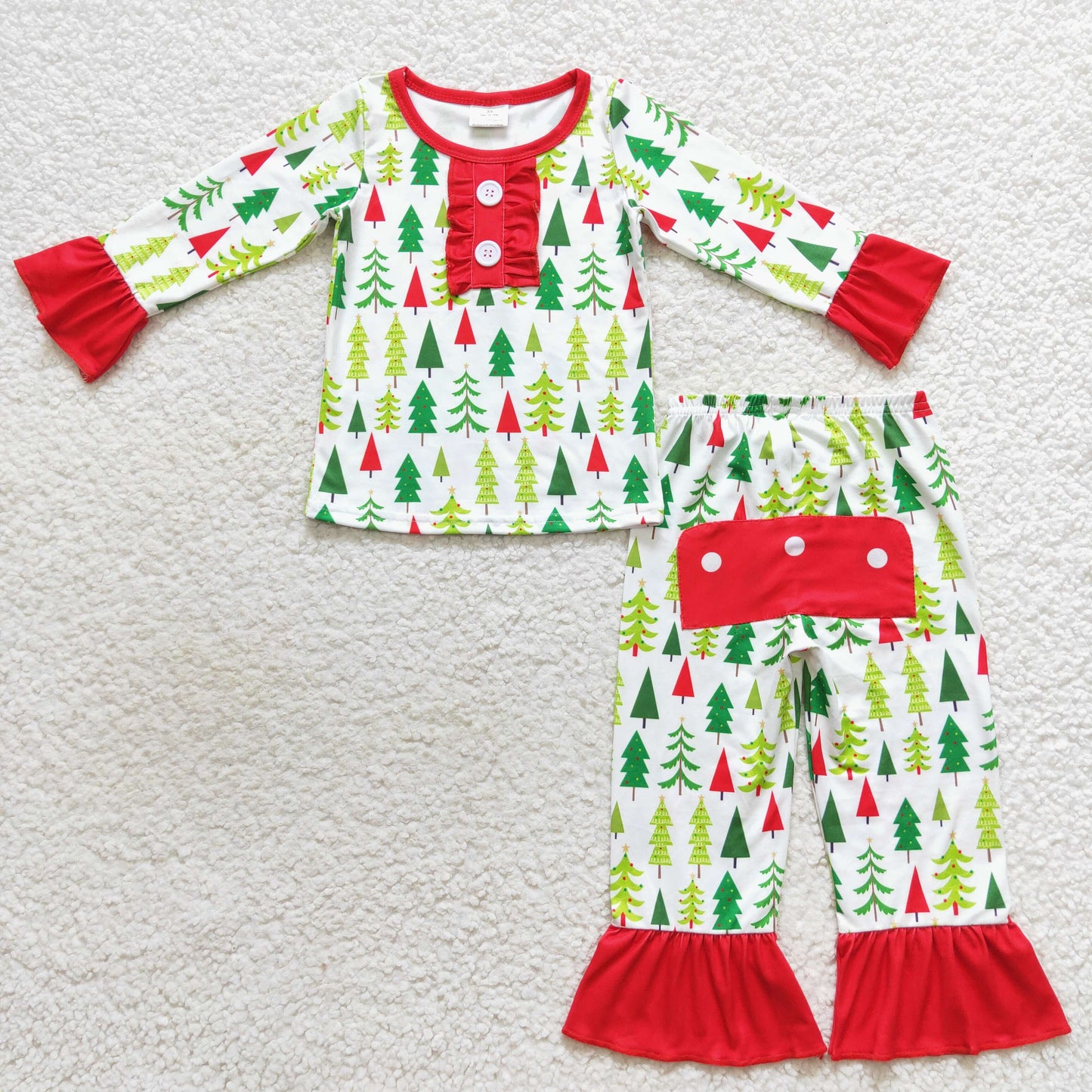 GLP0725 Baby Girl Long Sleeves Christmas Tree Shirt Pants Pajamas Outfit