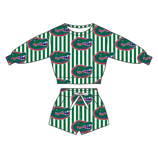 ( Moq 5 ) Baby Girls Kids Long Sleeves Shirt Pockets Shorts Team Set Clothes