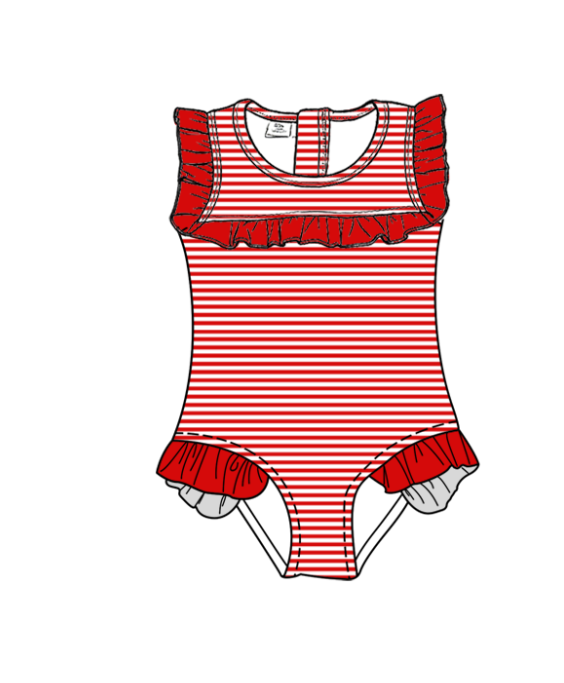 ( Moq 5 Each Style ) Baby Boys Girls Kids Team Sibling Jumpsuits Sets Red Swimsuits Clothes