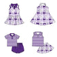 ( Moq 5 each style ) Baby Boy Girl Toddler Team Purple Bows Sibling Shirt Dress Set