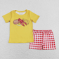 Baby Boy Short Sleeves Crawfish Corn Potato Orange One Piece Romper