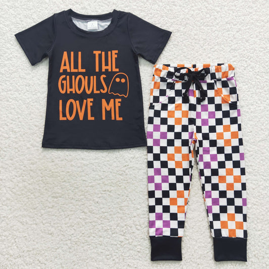 BSPO0160 Baby Boy Ghost Checkered Pants Halloween Outfit