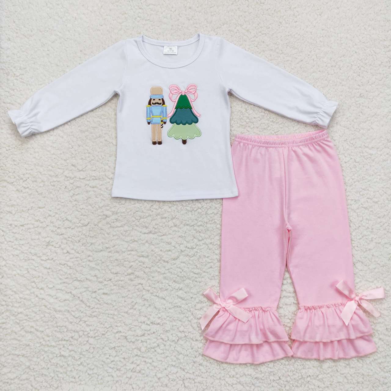 BLP0240 Baby Boy Long Sleeves Christmas Embroidery Soldier Tree Shirt Cotton Pants Pajamas Outfit