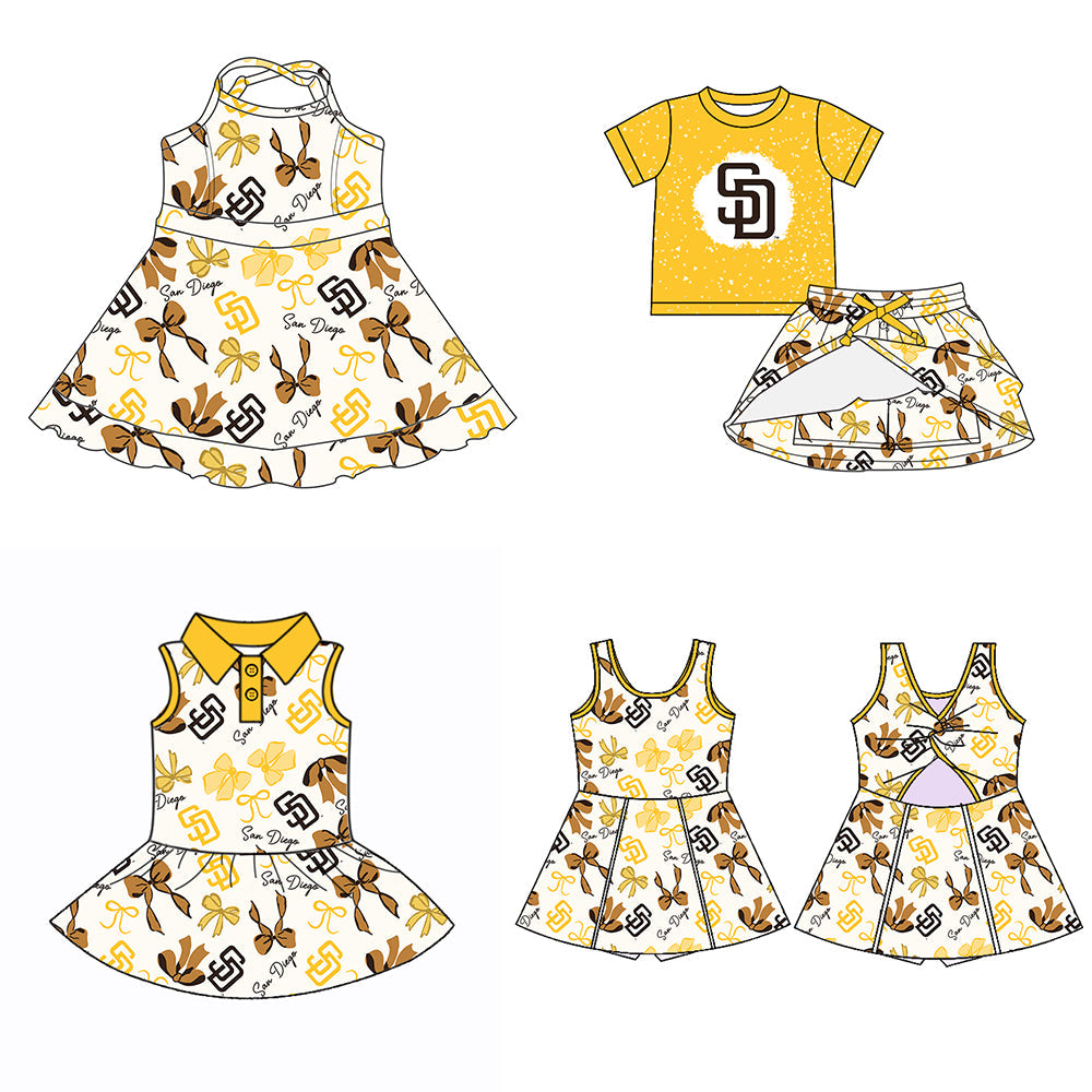 ( Moq 5 each style ) Baby Girl Team SD Bows Sibling Dress Set 5.19