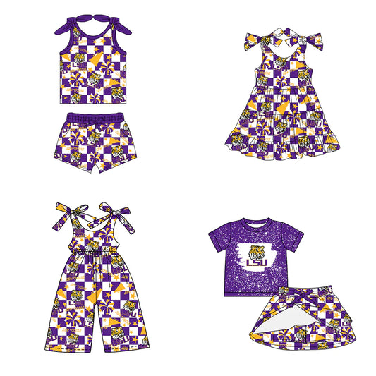 ( Moq 5 each style ) Baby Girl Toddler Cheer Sibling Tiger Team Romper Dress Set 7.16