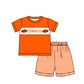 ( Moq 5 Each Style ) Baby Boys Girls Short Sleeves Team Sibling Orange Romper Dress Set