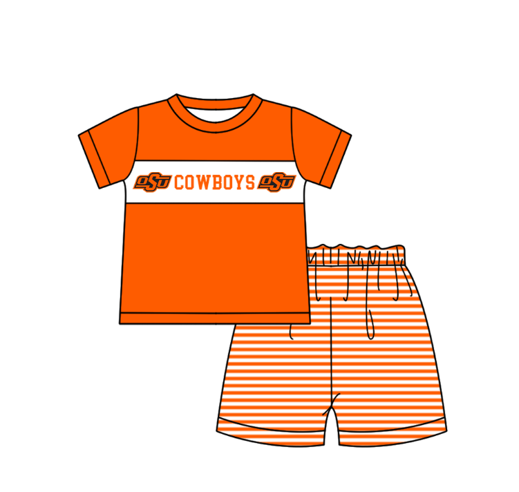 ( Moq 5 Each Style ) Baby Boys Girls Short Sleeves Team Sibling Orange Romper Dress Set