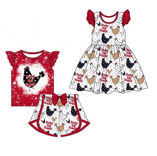 Baby Girl Short Sleeves Chicken Ruffle Sibling Dress Set ( Moq 5 Each Style ) 2.12