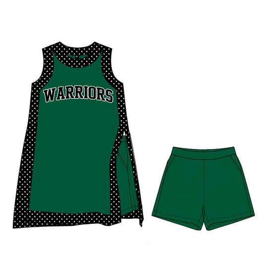 ( Moq 5 ) Baby Girls Kids Sleeveless Team Tops Shorts Team Set Clothes