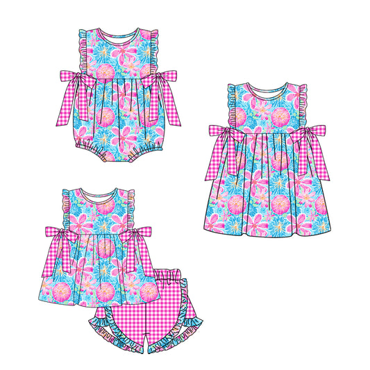 Baby Girl Flower Sibling Matching Romper Dress Clothes Set ( Moq 5 Each Design )