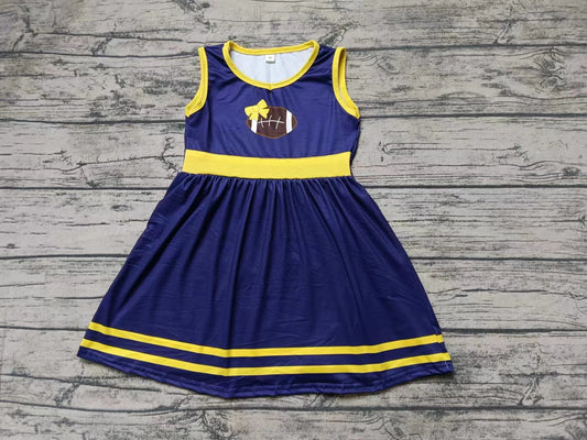 Baby Girl Sleeveless Team Football Knee Length Dress Moq 5