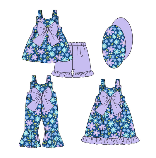 Baby Girl Flower Purple Bows Sibling Dress Romper Set ( Moq 5 Each Style ) 1.3