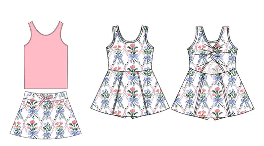 Baby Girl Sleeveless Flower Bows Sibling Dress Set ( Moq 5 Each Style ) 3.12