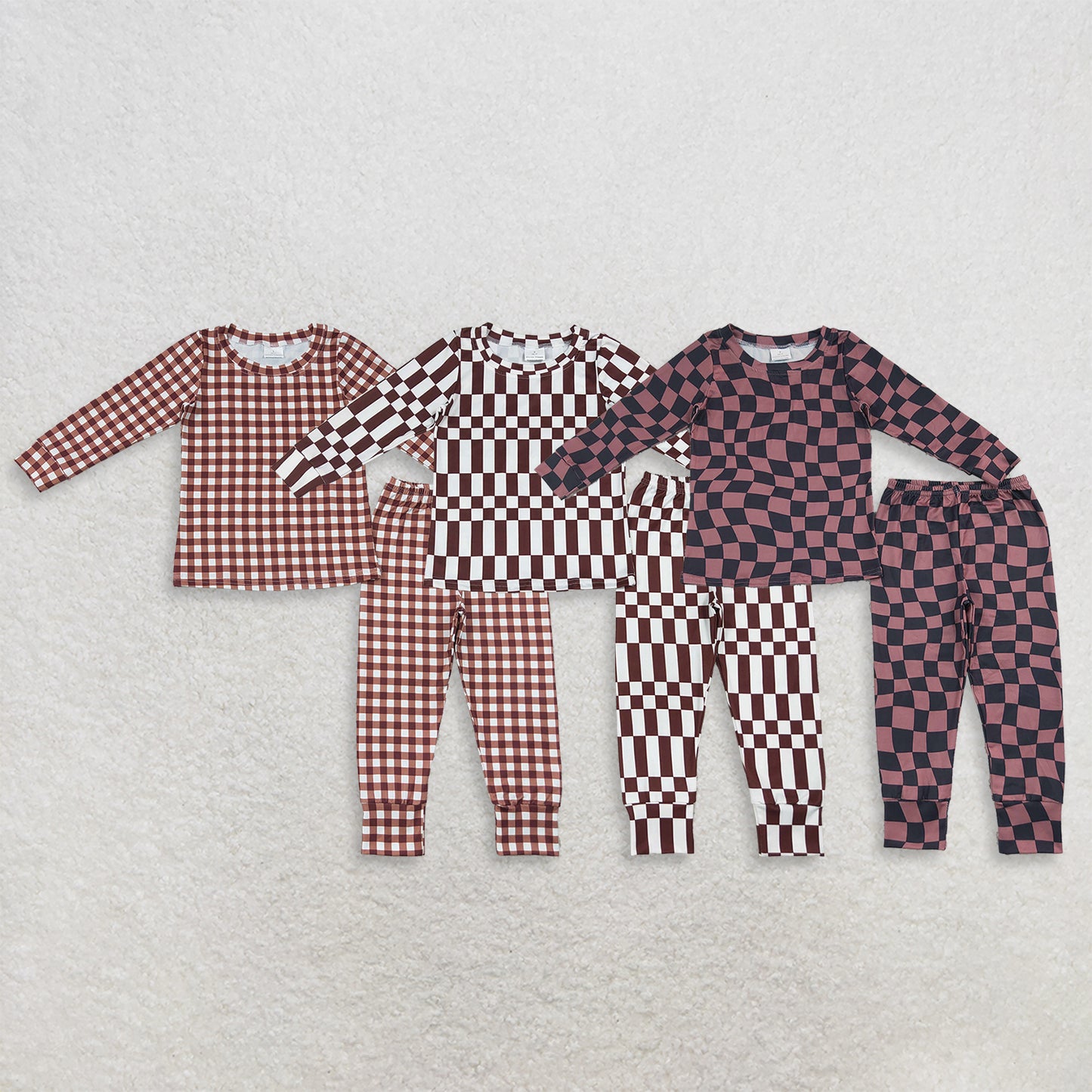 Sibling Baby Boys Kids Long Sleeves Plaid Shirts  Pants Pajamas Sets Clothes RTS