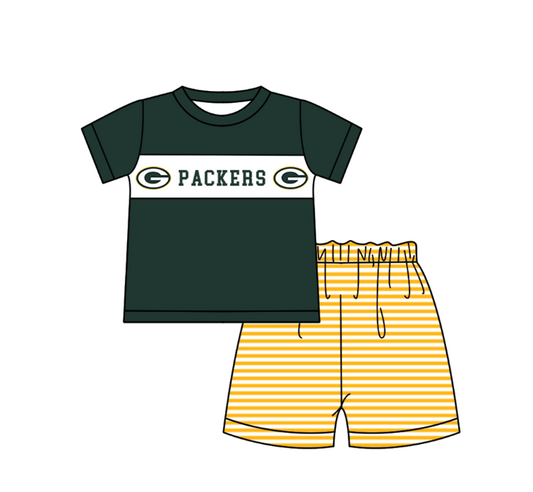 ( Moq 5 ) Baby Boys Toddler Short Sleeves Shirt Stripes Shorts Team Summer Set