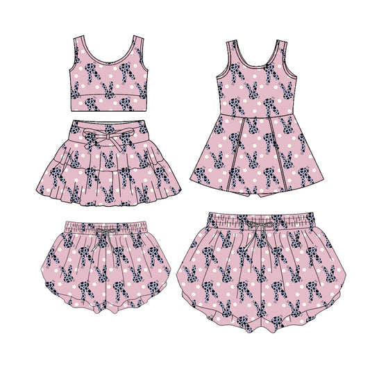 ( Moq 5 Each Style ) Baby Girl Adult Women Rabbits Sibling Mommy And Me Family Easter Shorts Dress Set