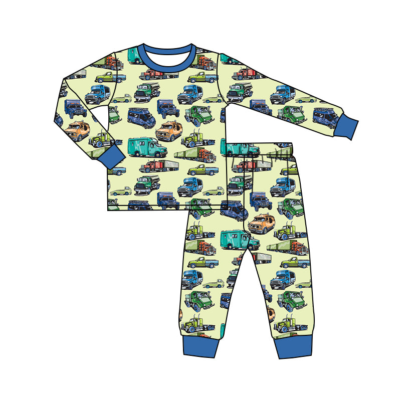 Baby Boy Toddler Long Sleeves Trucks Shirt Pants Pajamas Set