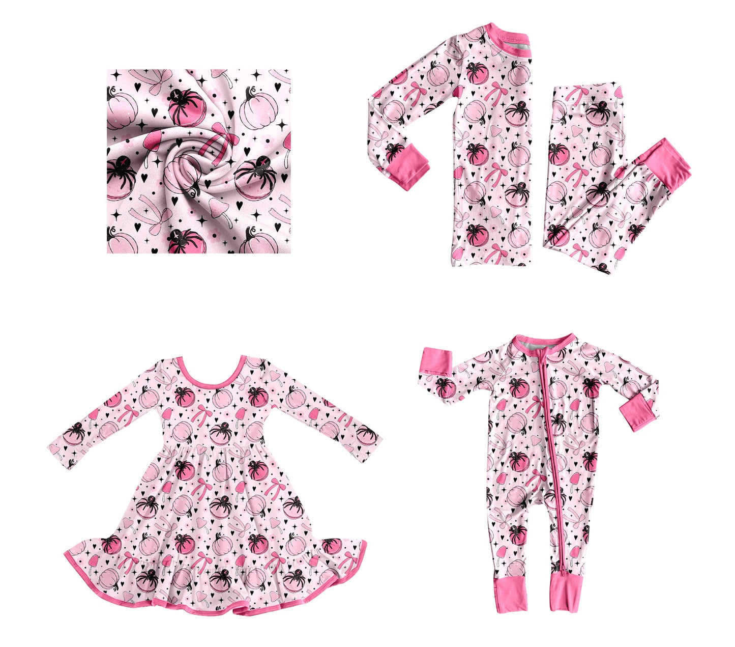 ( Moq 5 Each Style ) Baby Girl Toddler Pumpkins Bows Sibling Romper Dress Set