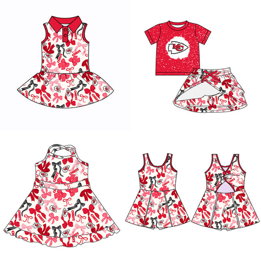 ( Moq 5 each style ) Baby Girl Team KC Bows Sibling Dress Set 5.15